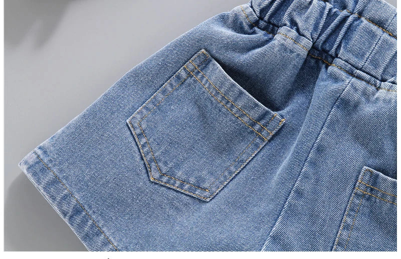 Girls Denim Shorts – Summer A-Line Jeans Hot Pants for Kids (3–12 Years)