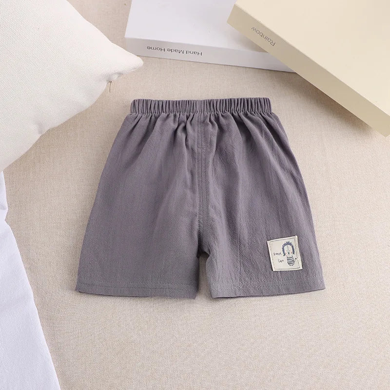 Summer Cotton Linen Shorts – Cartoon Casual Pants for Kids Boys & Girls (1–5 Years)