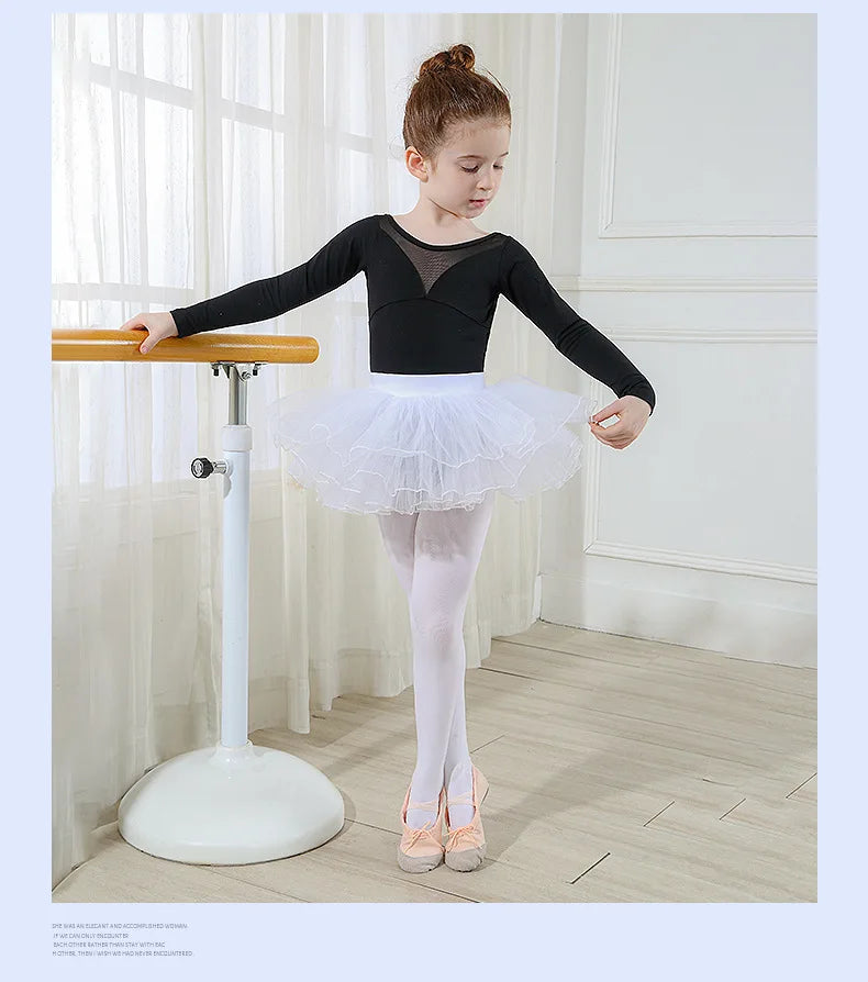 Girls Ballet Tutu Skirt – 4-Layer Soft Tulle Fluffy Dance Skirt with Elastic Waist