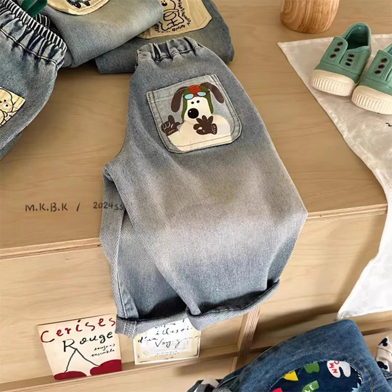 Boys Denim Pants – Casual Elastic Waist Jeans with Side Pockets (Spring/Autumn 2025)