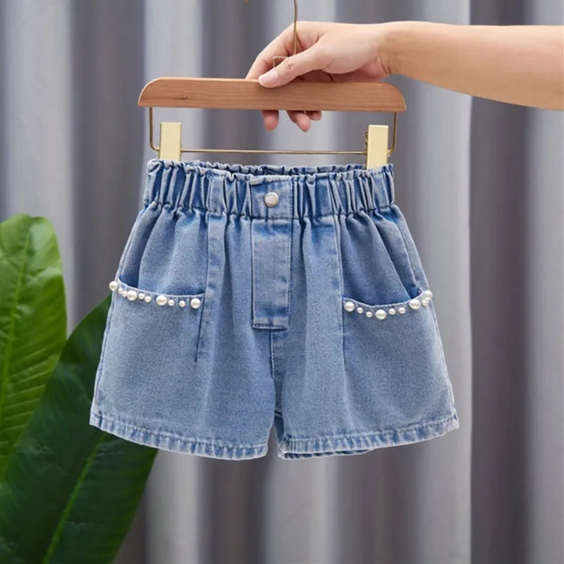 Girls Denim Shorts – Summer A-Line Jeans Hot Pants for Kids (3–12 Years)