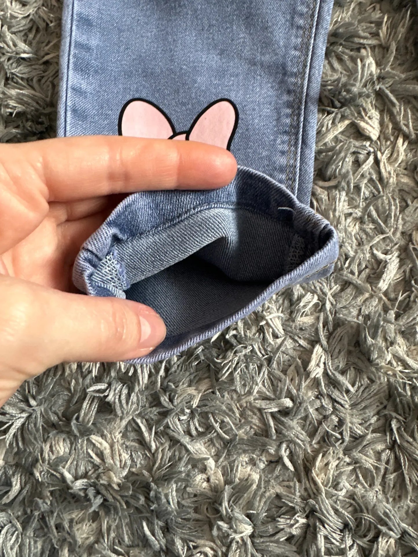 Girls Denim Jeans – Floral & Cartoon Print Long Pants for Spring & Autumn