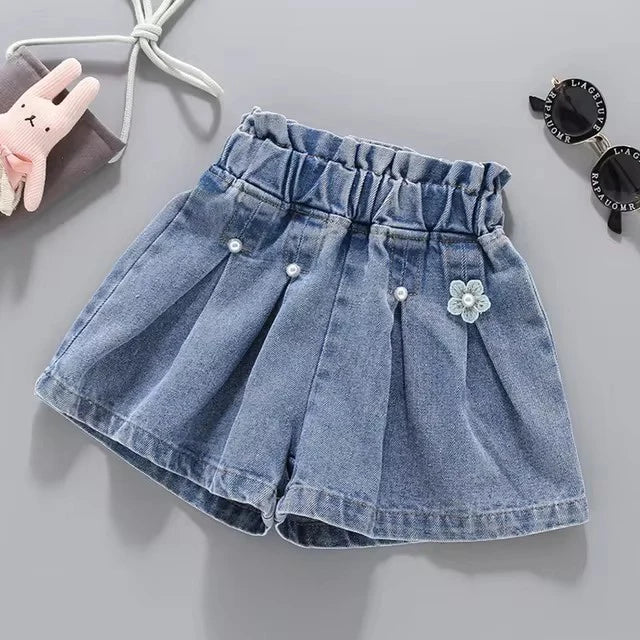 Girls Denim Shorts – Summer A-Line Jeans Hot Pants for Kids (3–12 Years)