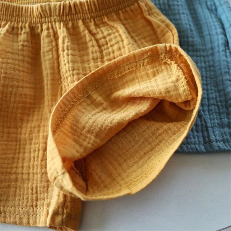 Baby Cotton Linen Shorts – Summer Solid Color Casual Pants for Boys & Girls