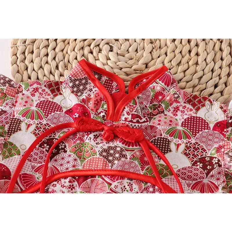 Girls Summer Cheongsam Dress – Traditional Chinese Qipao Outfit for Kids