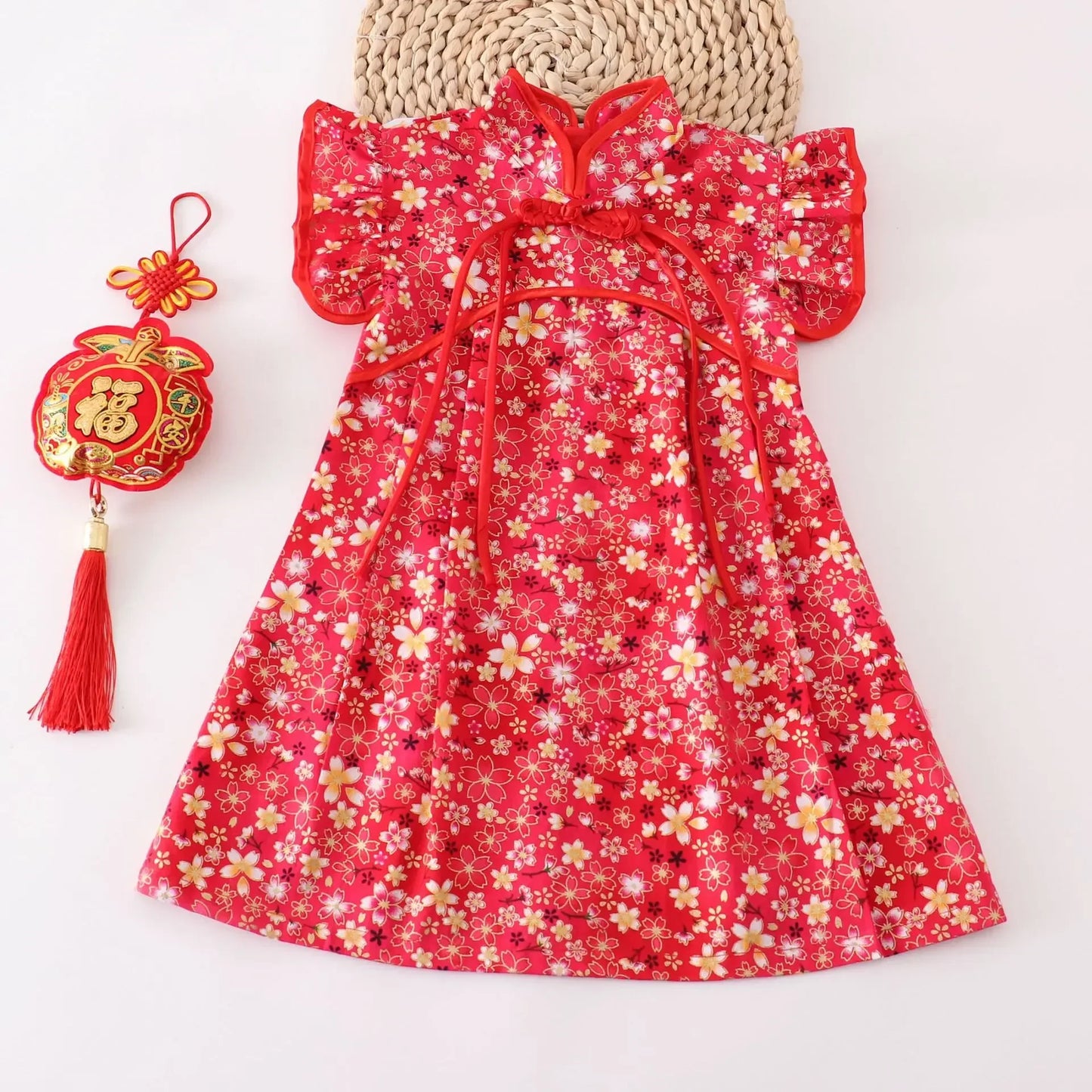 Girls Summer Cheongsam Dress – Traditional Chinese Qipao Outfit for Kids
