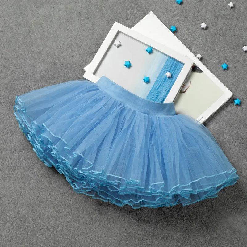 Girls Ballet Tutu Skirt – 4-Layer Soft Tulle Fluffy Dance Skirt with Elastic Waist