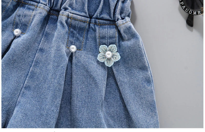 Girls Denim Shorts – Summer A-Line Jeans Hot Pants for Kids (3–12 Years)