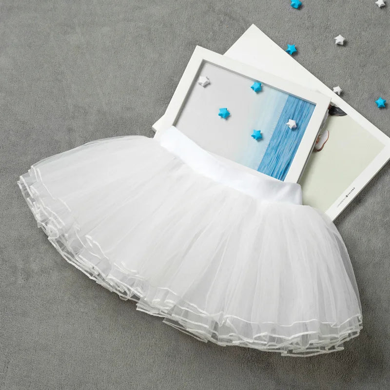 Girls Ballet Tutu Skirt – 4-Layer Soft Tulle Fluffy Dance Skirt with Elastic Waist