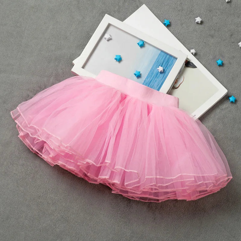 Girls Ballet Tutu Skirt – 4-Layer Soft Tulle Fluffy Dance Skirt with Elastic Waist