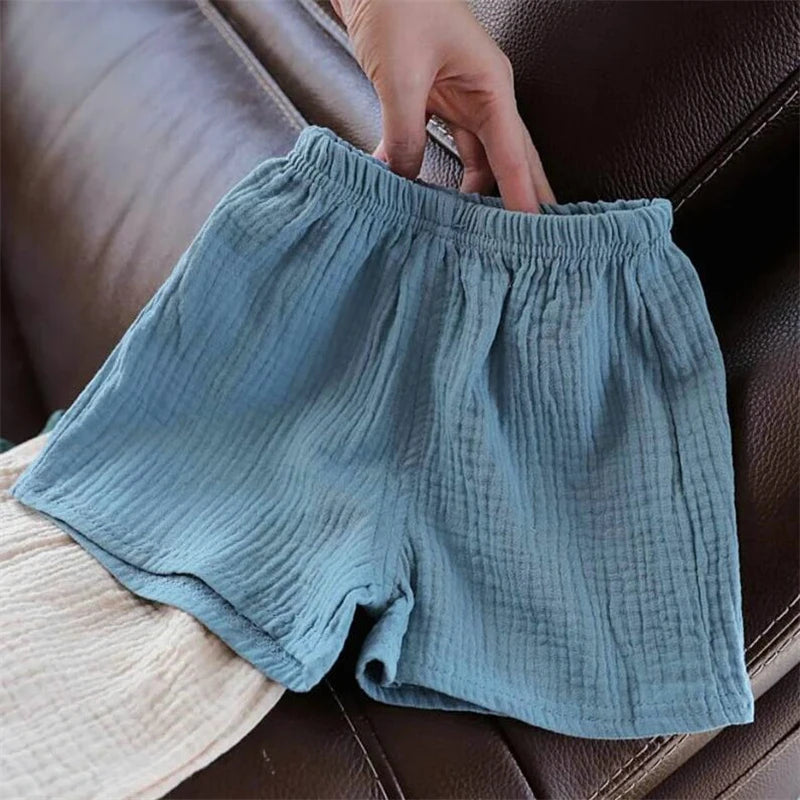 Baby Cotton Linen Shorts – Summer Solid Color Casual Pants for Boys & Girls