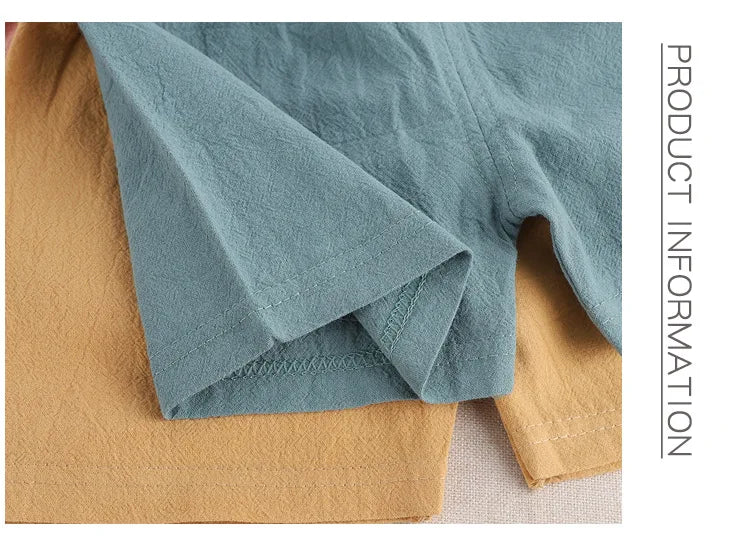 Summer Cotton Linen Shorts – Cartoon Casual Pants for Kids Boys & Girls (1–5 Years)