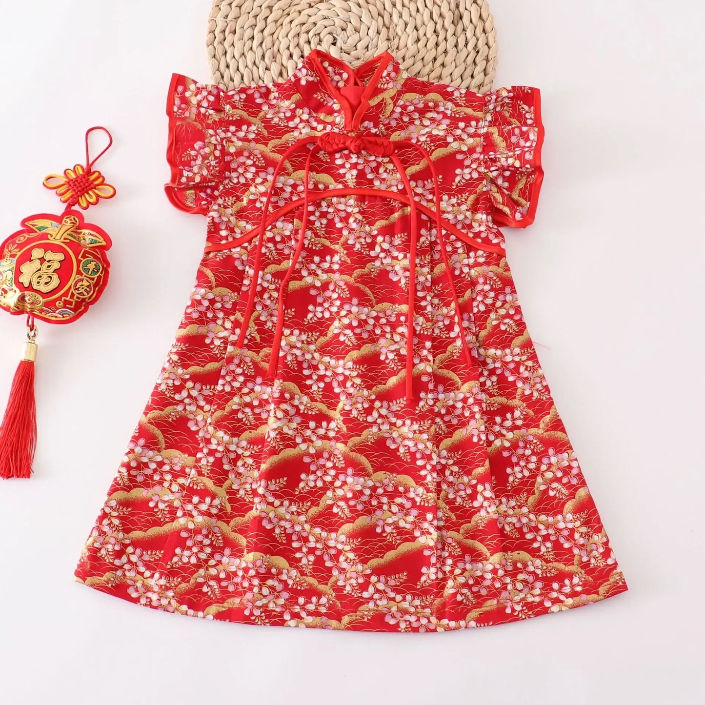 Girls Summer Cheongsam Dress – Traditional Chinese Qipao Outfit for Kids