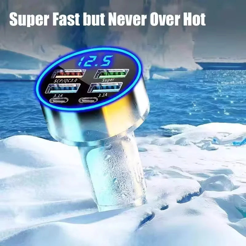 350W USB Car Charger with PD QC3.0 – Dual USB-C Fast Charging Adapter for Phones and Devices