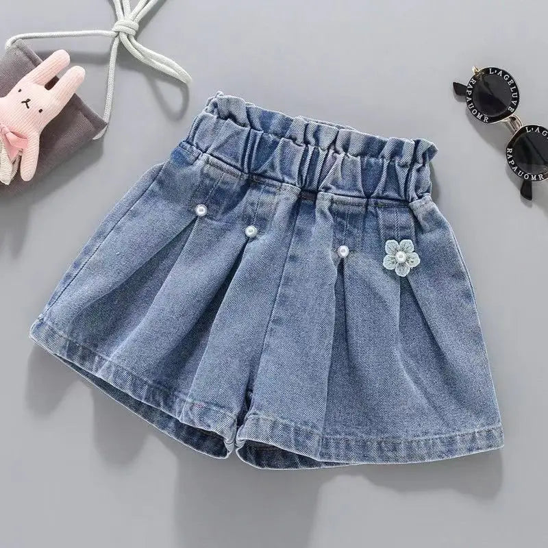 Girls Denim Shorts – Summer A-Line Jeans Hot Pants for Kids (3–12 Years)