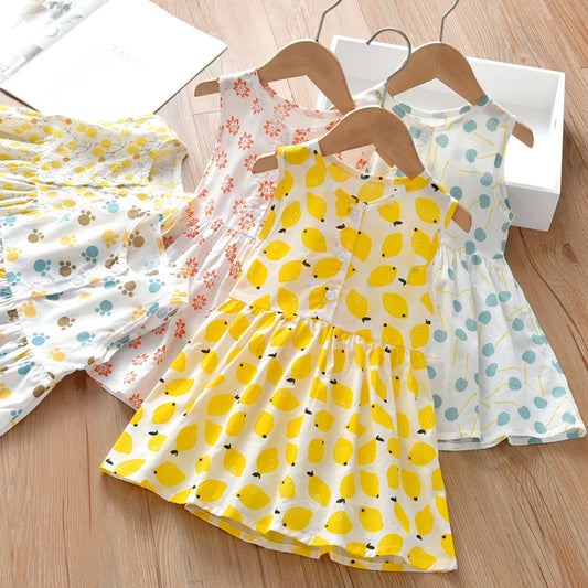 Girls' Dress Summer 100% Cotton Baby Sundress 1-7 Years Kids Princess Dress Children'S Flower Fruit Dress Thin And Comfortable