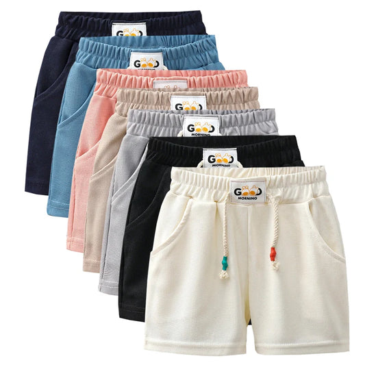 Kids Summer Shorts – Unisex Solid Color Casual Pants for Boys & Girls